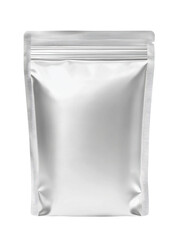 White blank Mylar bag packaging mockup, front view, on Png Format and Transparent Background