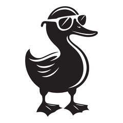 Cool duck silhouette with sunglasses vector image for cool design