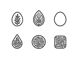 Minimalistic line art showing various quinoa types