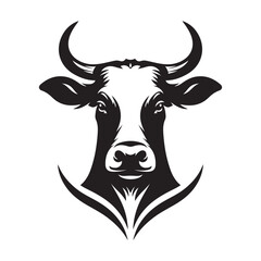 Cow head icon, Abstract stylized cow Logo, meat restaurant or butchery. Taurus symbol, Vector illustration