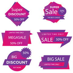 Offer sale labels and banners icon set design, shopping and discount theme illustration	