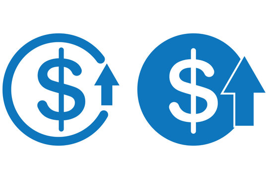 Set of cost symbol dollar increase and decrease icon. Money vector symbol isolated on background  design eps 10 