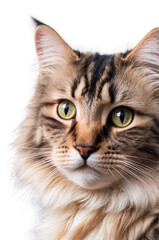 Obraz premium Portrait of a Striking Cat, transparent background, white background