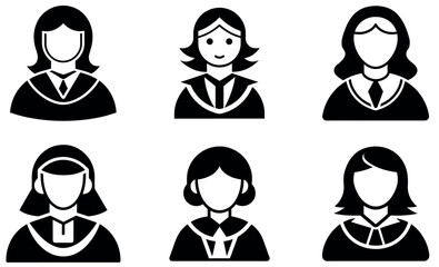 Black and White Court Judge Avatar Icons Representing Professionals