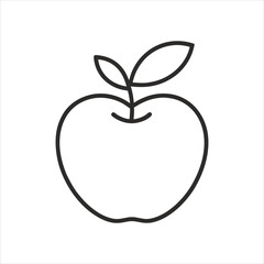 Apple line icon with shadow on white background