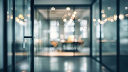 Office entryway view modern workspace blurred background professional environment abstract concept
