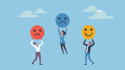 Lifting moods facing emotions diverse people carry varied feelings simple