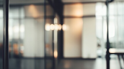 Blurred office interior with door modern workspace abstract environment contemporary viewpoint