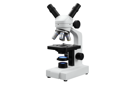 Modern compound microscope for science research.