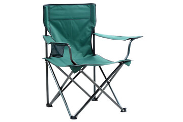 green camping chair isolated on white background PNG