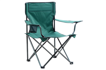 green camping chair isolated on white background PNG