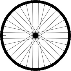 A close-up of a bicycle wheel, highlighting its spokes, hub, and tire—perfect for cycling and transportation themes.