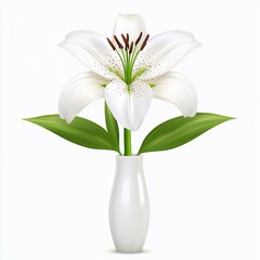 Fototapeta premium Single White Lily in a White Vase