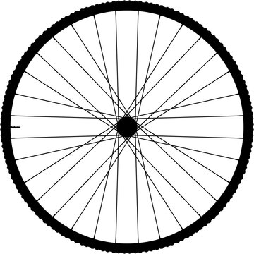 A close-up of a bicycle wheel, highlighting its spokes, hub, and tire&mdash;perfect for cycling and transportation themes.