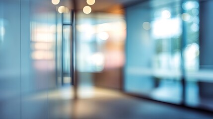 Blurred office interior scene with doorway modern workspace abstract environment creative perspective