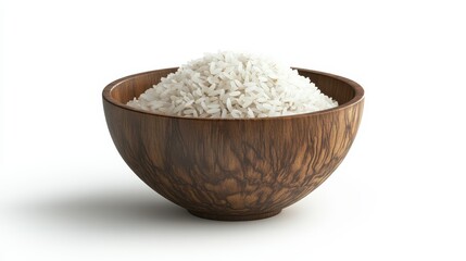 White rice and paddy rice in wooden bowl with rice ear isolated on white background.png