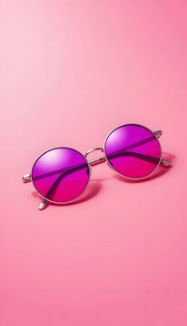 Pink Sunglasses on Bright Pink Background &ndash; Fashion Mockup