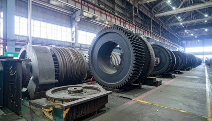 Fototapeta premium Industrial Machinery Components in Large Manufacturing Facility