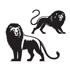 Obraz premium lion black and white silhouette design 