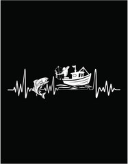 Fishing Heartbeat Cutting Printable Files - printable editable vector art file.