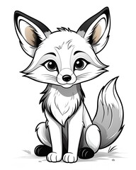 Obraz premium Cute fox drawing illustration vector image for kids coloring page and design projects
