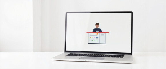 Minimalist online course interface on laptop, digital education