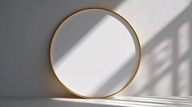 Minimalistic Circular Mirror with Elegant Golden Rim Design