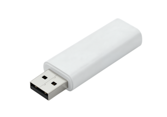 White USB flash drive isolated on black background
