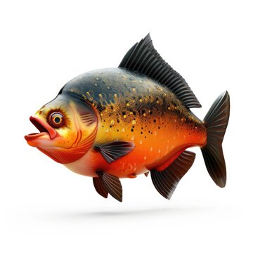 Vibrant, predatory pacu fish illustration against a plain background.