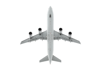 Overhead view of a large passenger airplane.