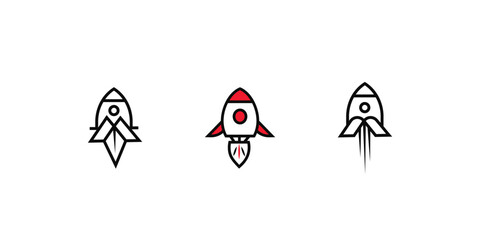 Rocket Icon Set Startup, Launch, Boost, Mission, Development, Creativity, Growth & Innovation Vector Sheet