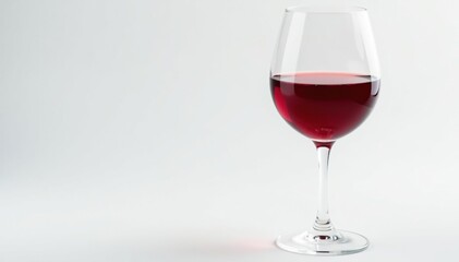 Rich red wine in a glass, pristine white backdrop, merlot, crimson