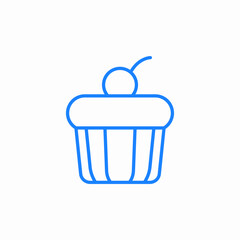 cupcake cherry outline icon sign vector