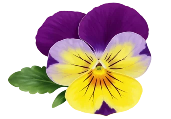  Vibrant pansy flower with purple and yellow petals. © moly