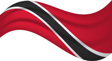 Trinidad and Tobago wavy flag, waving flag vector illustration