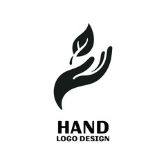Hand With Leaf on Top Of It Vector Logo Design