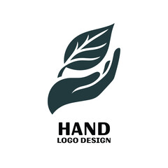 Hand With Leaf on Top Of It Vector Logo Design