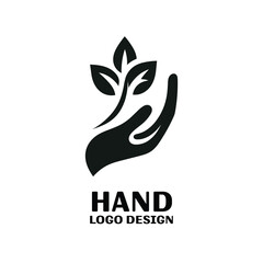 Hand With Leaf on Top Of It Vector Logo Design