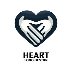 Heart Make with Hand Shaking Vector Logo Design