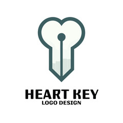 Heart Key Vector Logo Design