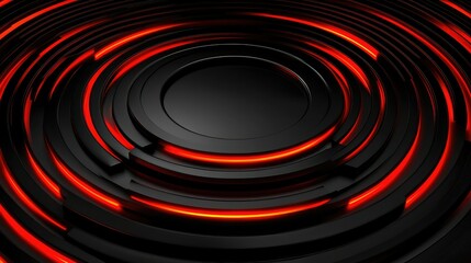 Abstract black and red concentric circles
