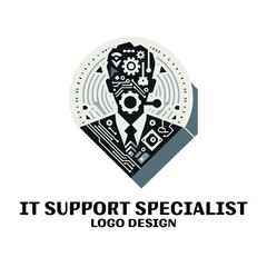 IT Support Specialist Vector Logo Design