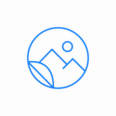 mountain circle outline icon sign vector