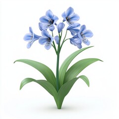 Fototapeta premium Vibrant light-blue flowers with speckled petals and lush foliage.
