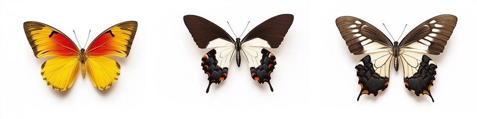 Naklejka premium group of butterfly isolated on white