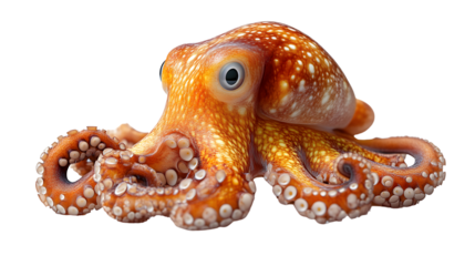 Closeup of an Orange and White Octopus on Black Background