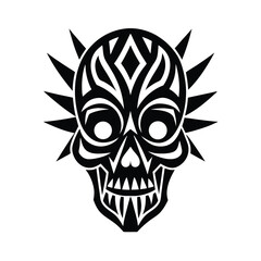 colorful skull tribal vector art silhouette 