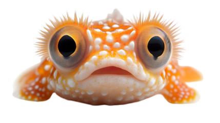 Closeup of a Cute Orange and White Tropical Fish with Big Eyes