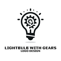 Lightbulb With Gears Vector Logo Design