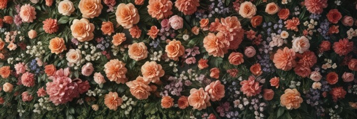 Vintage floral wall, lush artificial blooms  Photo backdrop ,  peony,  image,  design